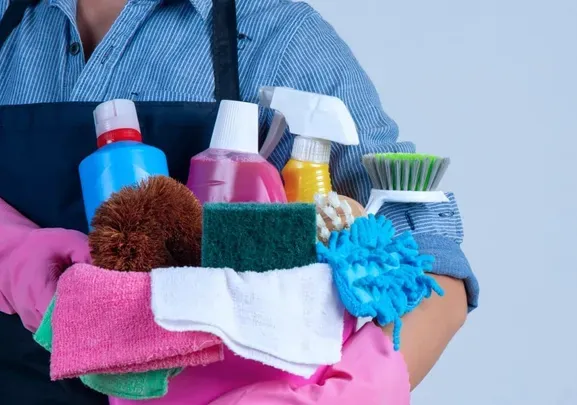 Professional cleaner at work